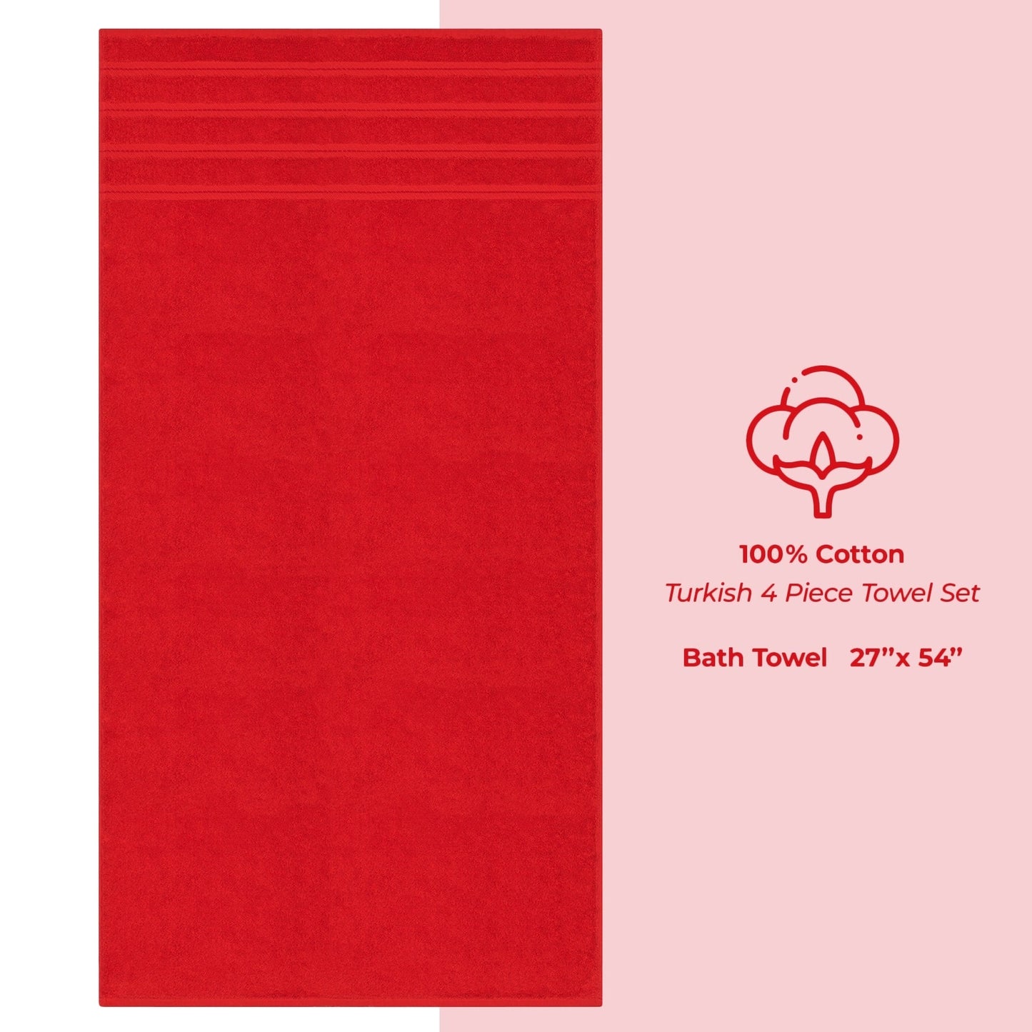 American Soft Linen 100% Cotton Turkish Bath Towels Large, 4 Pack Luxury Hotel Spa Quality Turkish Bath Towels Bathroom Sets