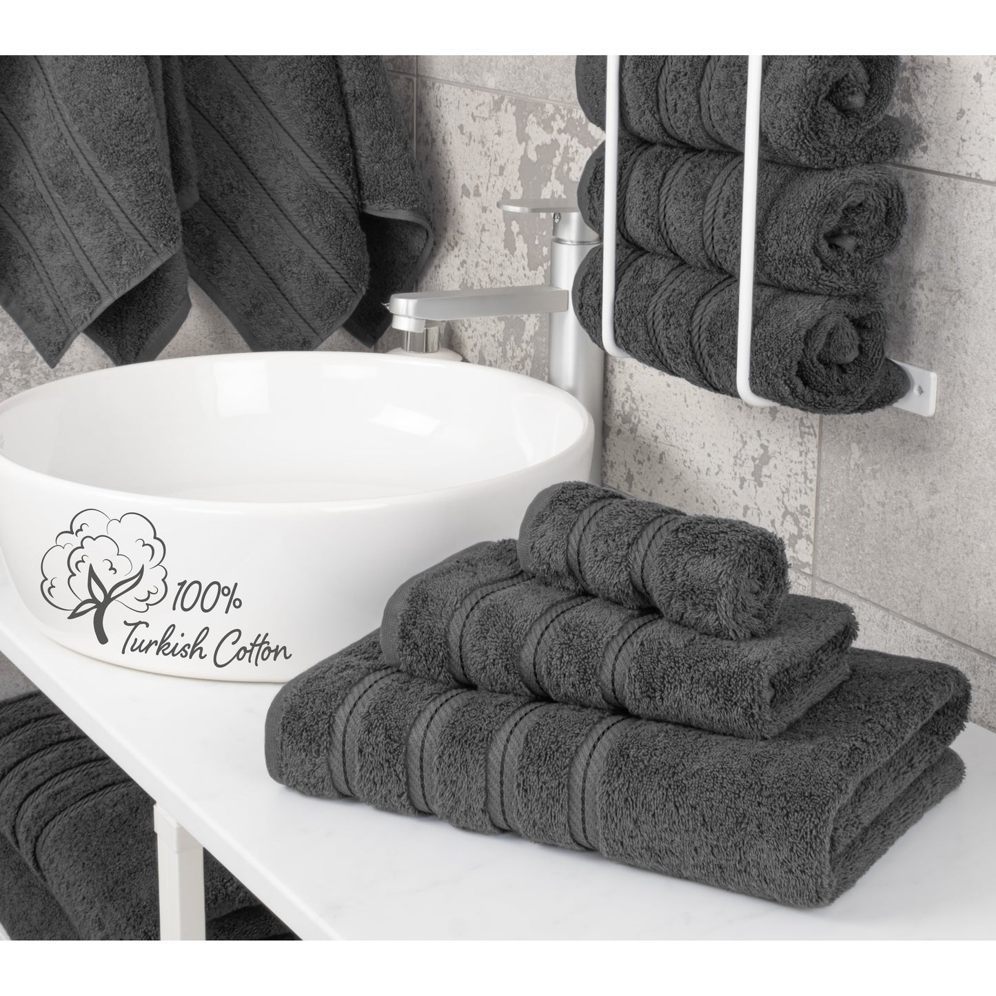 3 Piece Bathroom Towel Set 100% Cotton Luxury Turkish Bath Hand Towels Extra Large Face Towels Clearance Set