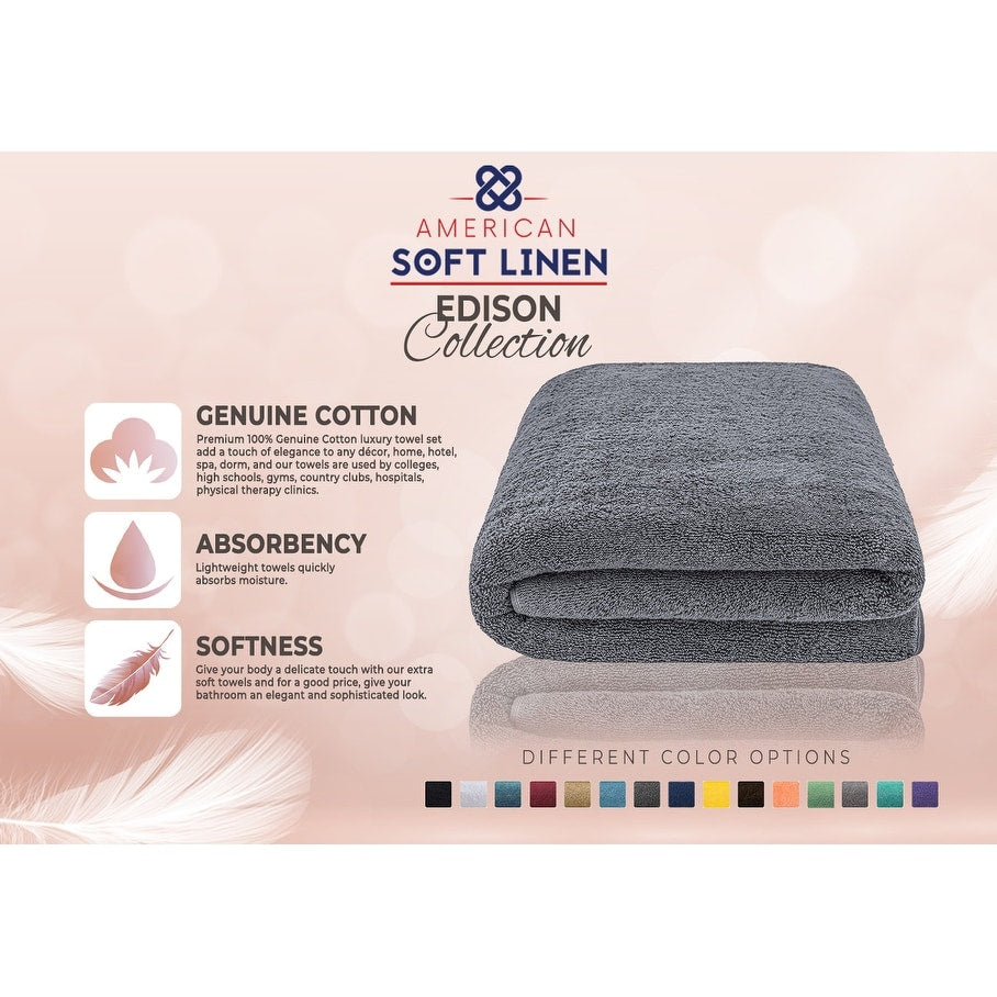 American Soft Linen 40x80 Inch Premium, Soft & Luxury 100% Ringspun Genuine Cotton Extra Large Jumbo Turkish Bath Towel