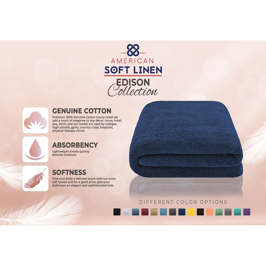 American Soft Linen 40x80 Inch Premium, Soft & Luxury 100% Ringspun Genuine Cotton Extra Large Jumbo Turkish Bath Towel