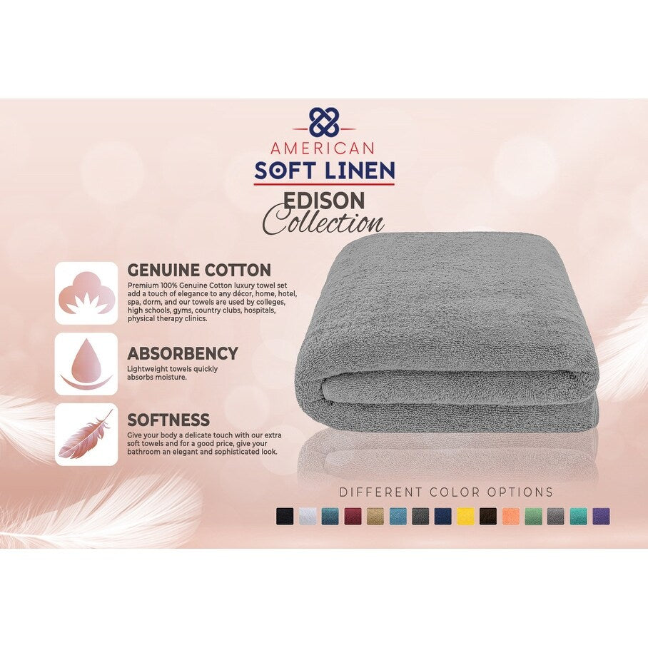 American Soft Linen 40x80 Inch Premium, Soft & Luxury 100% Ringspun Genuine Cotton Extra Large Jumbo Turkish Bath Towel