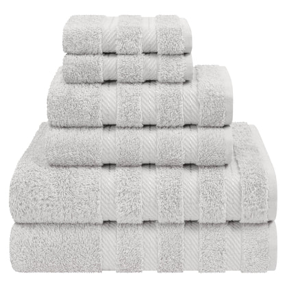 American Soft Linen Luxury 6 Piece Towel Set, 2 Bath Towels 2 Hand Towels 2 Washcloths, 100% Cotton Turkish Towels for Bathroom