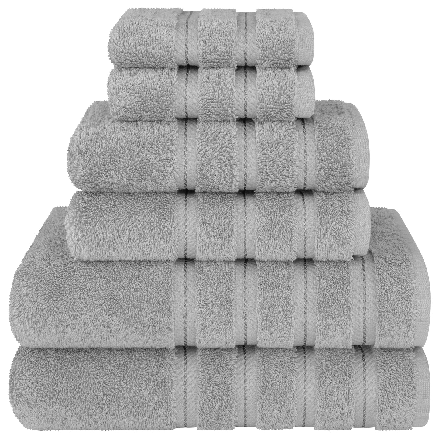 American Soft Linen Luxury 6 Piece Towel Set, 2 Bath Towels 2 Hand Towels 2 Washcloths, 100% Cotton Turkish Towels for Bathroom