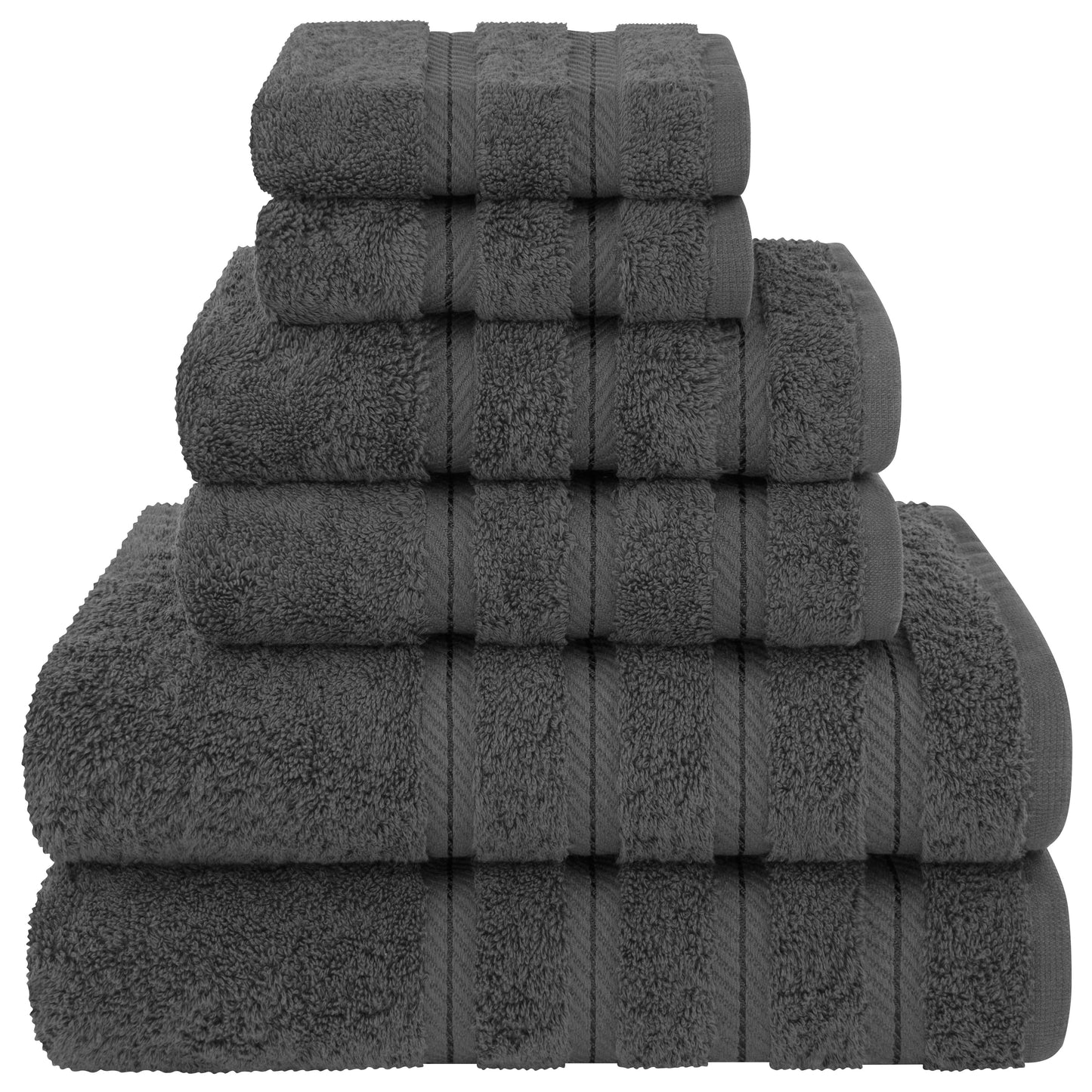 American Soft Linen Luxury 6 Piece Towel Set, 2 Bath Towels 2 Hand Towels 2 Washcloths, 100% Cotton Turkish Towels for Bathroom