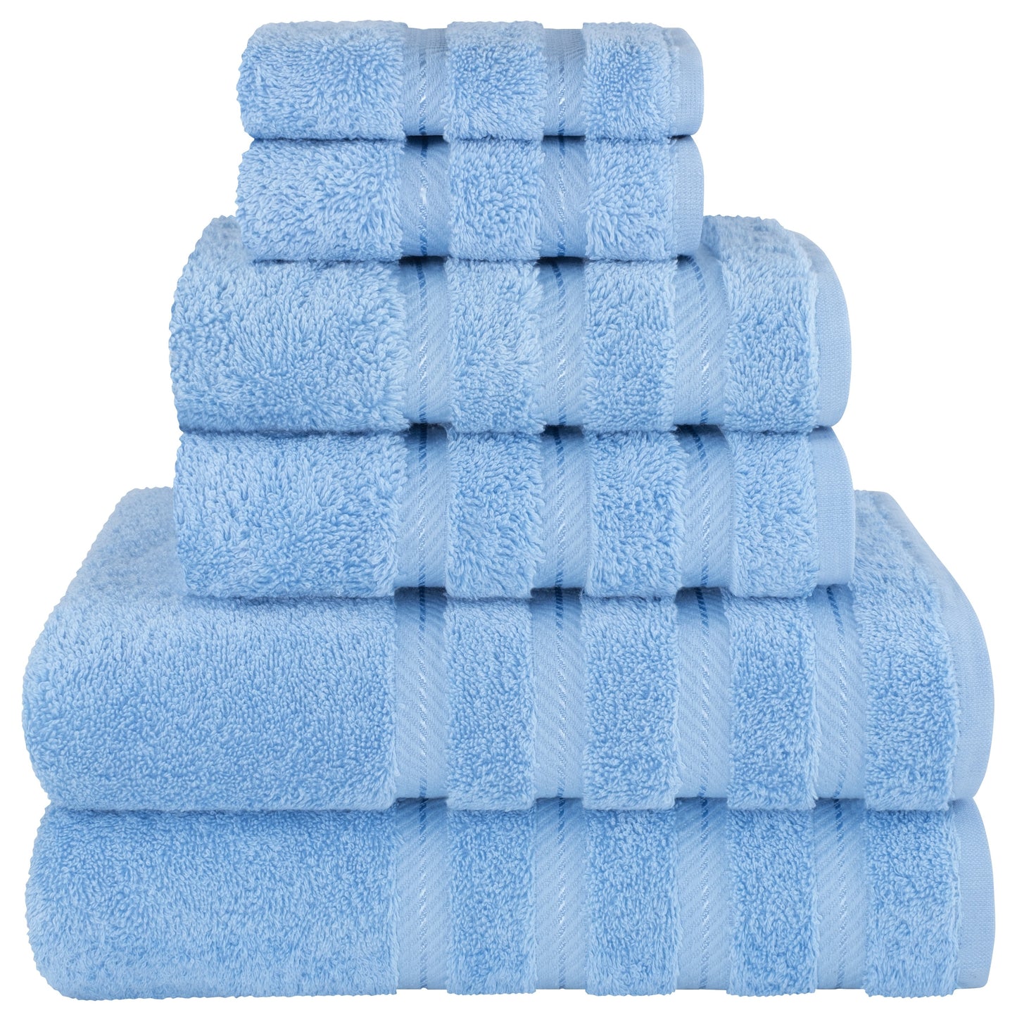 American Soft Linen Luxury 6 Piece Towel Set, 2 Bath Towels 2 Hand Towels 2 Washcloths, 100% Cotton Turkish Towels for Bathroom