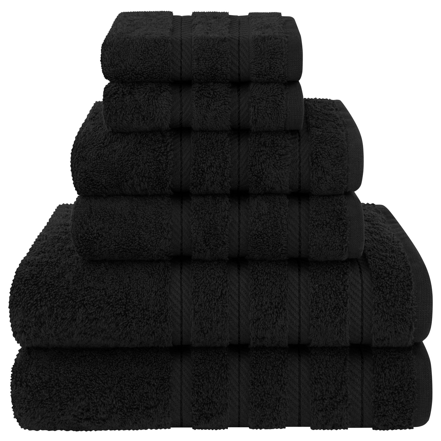 American Soft Linen Luxury 6 Piece Towel Set, 2 Bath Towels 2 Hand Towels 2 Washcloths, 100% Cotton Turkish Towels for Bathroom