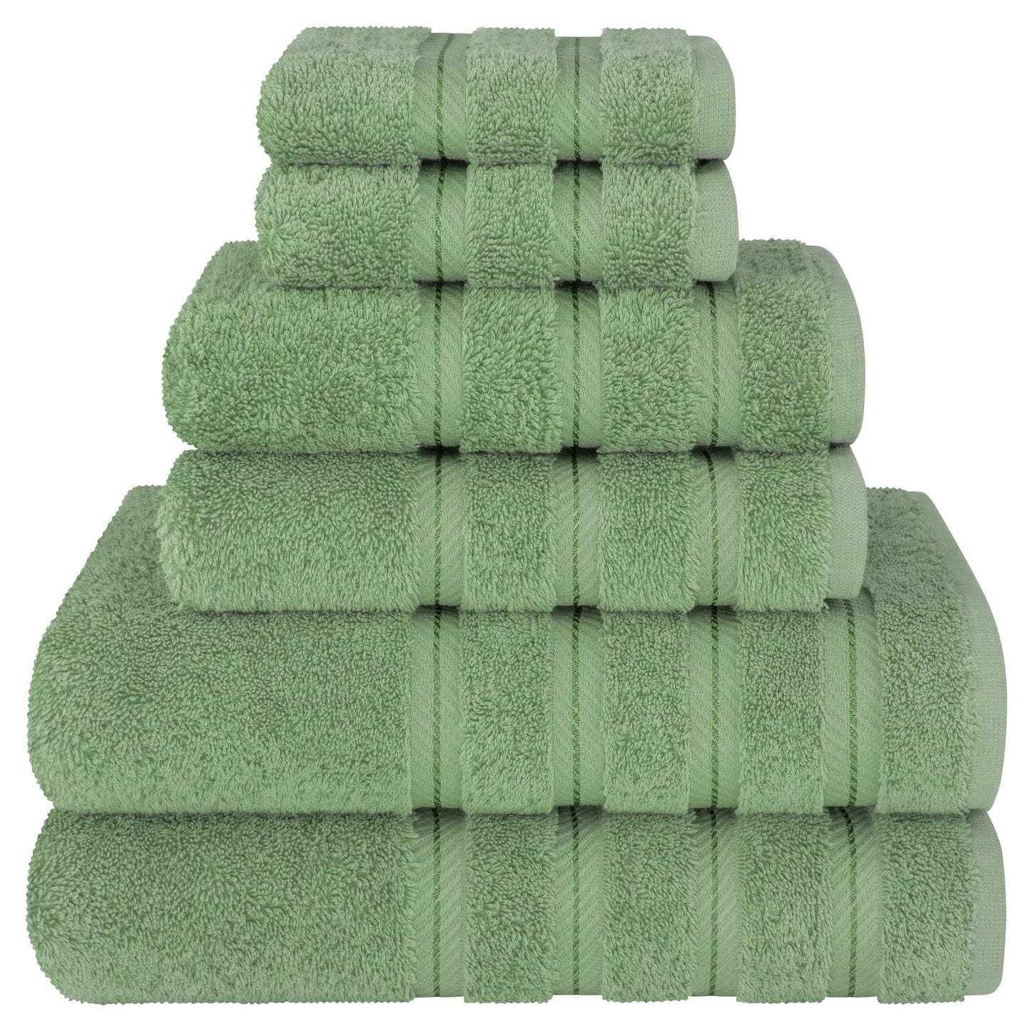American Soft Linen Luxury 6 Piece Towel Set, 2 Bath Towels 2 Hand Towels 2 Washcloths, 100% Cotton Turkish Towels for Bathroom