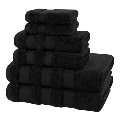 American Soft Linen Salem Bath Towel Set, 6 Piece Towels for Bathroom Large 100% Cotton 2 Bath Towels 2 Hand Towels 2 Washcloths