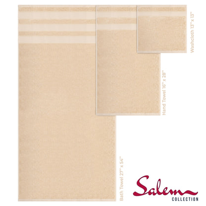 American Soft Linen Salem Bath Towel Set, 6 Piece Towels for Bathroom Large 100% Cotton 2 Bath Towels 2 Hand Towels 2 Washcloths