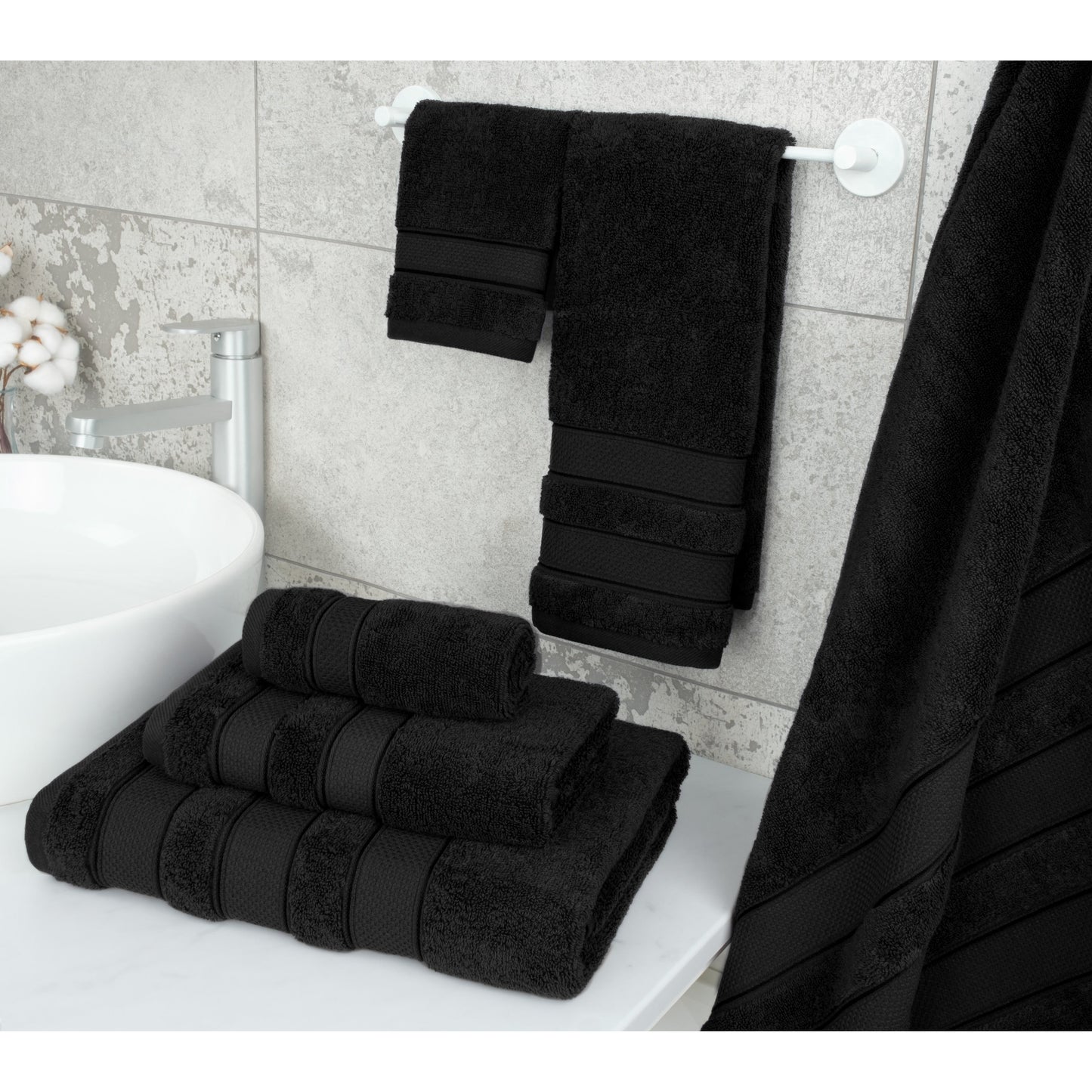American Soft Linen Salem Bath Towel Set, 6 Piece Towels for Bathroom Large 100% Cotton 2 Bath Towels 2 Hand Towels 2 Washcloths