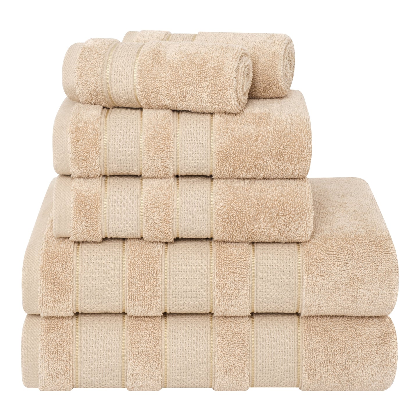 American Soft Linen Salem Bath Towel Set, 6 Piece Towels for Bathroom Large 100% Cotton 2 Bath Towels 2 Hand Towels 2 Washcloths