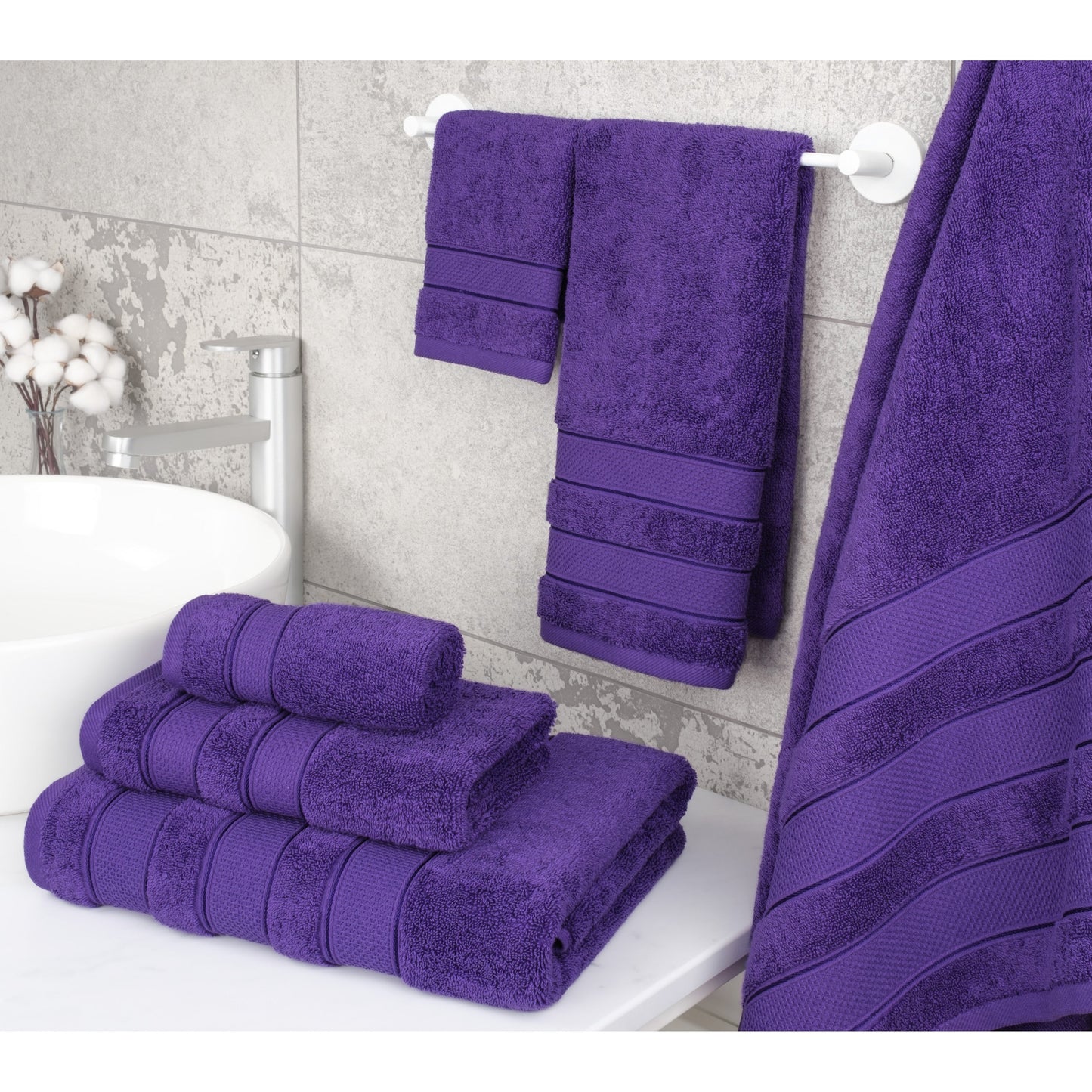 American Soft Linen Salem Bath Towel Set, 6 Piece Towels for Bathroom Large 100% Cotton 2 Bath Towels 2 Hand Towels 2 Washcloths