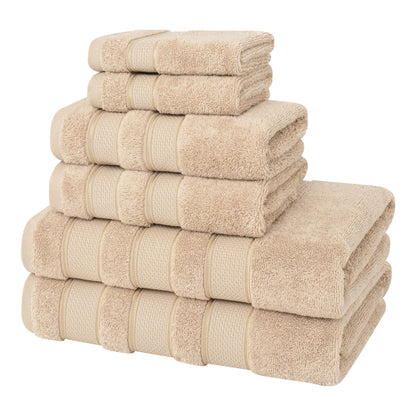 American Soft Linen Salem Bath Towel Set, 6 Piece Towels for Bathroom Large 100% Cotton 2 Bath Towels 2 Hand Towels 2 Washcloths