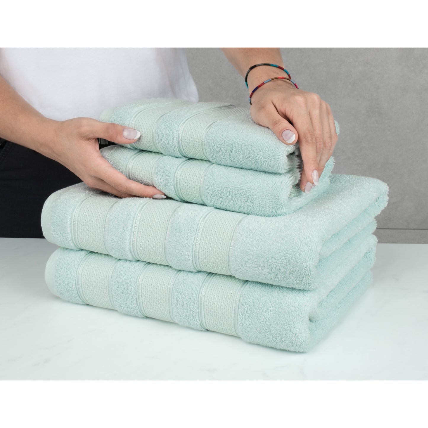American Soft Linen Salem Bath Towel Set, 6 Piece Towels for Bathroom Large 100% Cotton 2 Bath Towels 2 Hand Towels 2 Washcloths