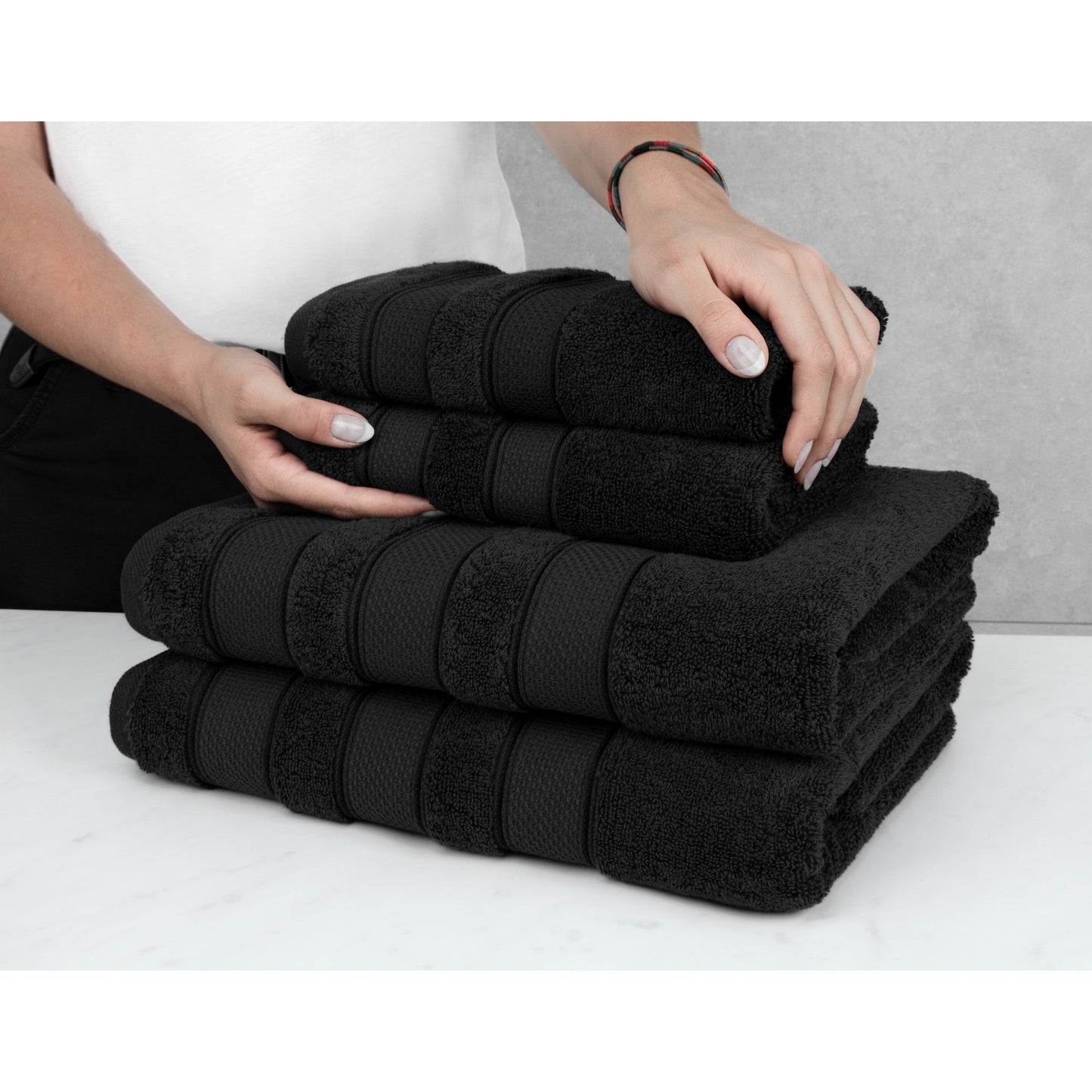 American Soft Linen Salem Bath Towel Set, 6 Piece Towels for Bathroom Large 100% Cotton 2 Bath Towels 2 Hand Towels 2 Washcloths