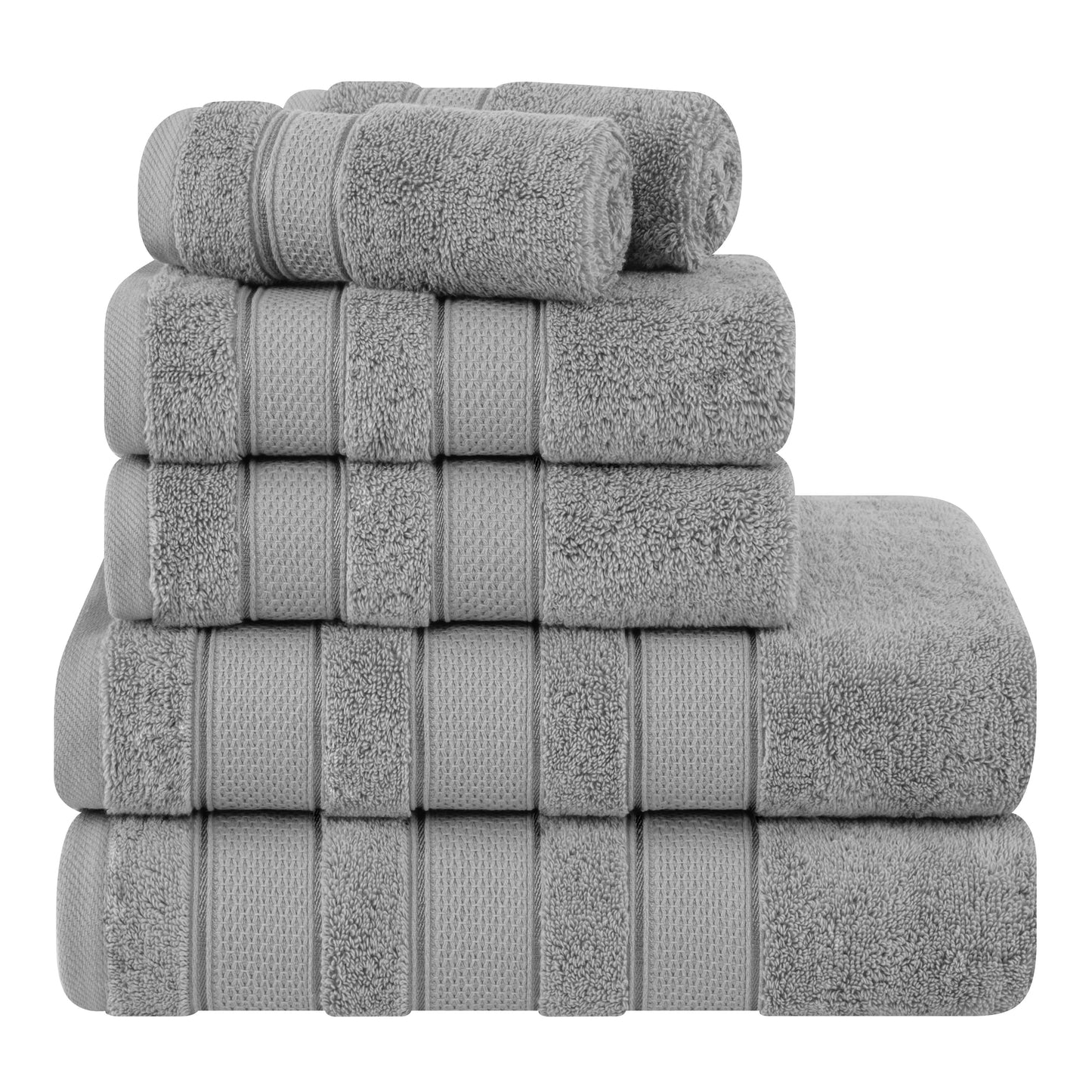 American Soft Linen Salem Bath Towel Set, 6 Piece Towels for Bathroom Large 100% Cotton 2 Bath Towels 2 Hand Towels 2 Washcloths