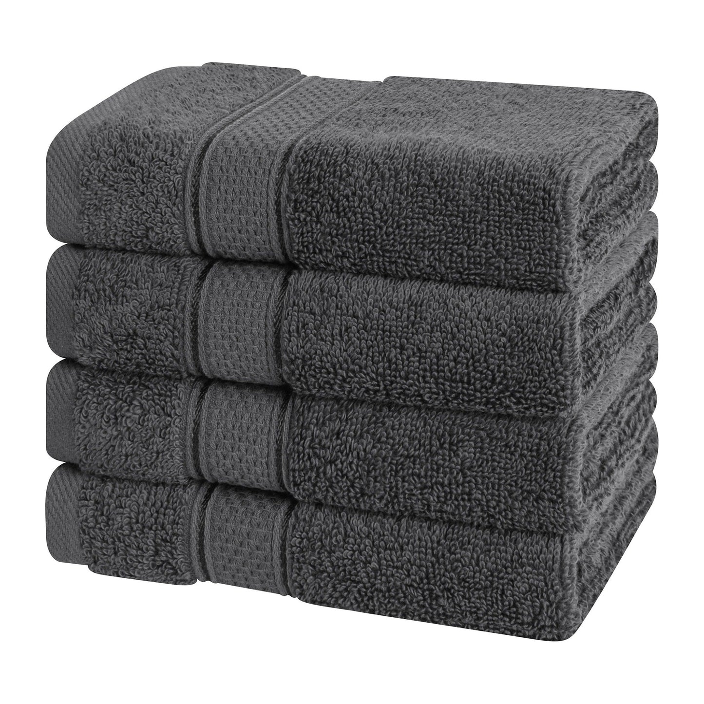 American Soft Linen, Salem Luxury 4 Pack Washcloth Set, %100 Combed Cotton, 13 x 13 Washcloths