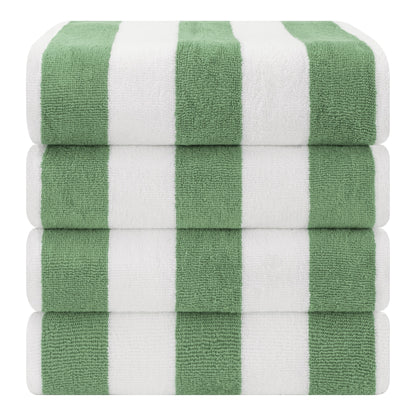 American Soft Linen,100% Cotton 4 Pack Beach Towels, 30 x 60 Cabana Striped Pool Towels