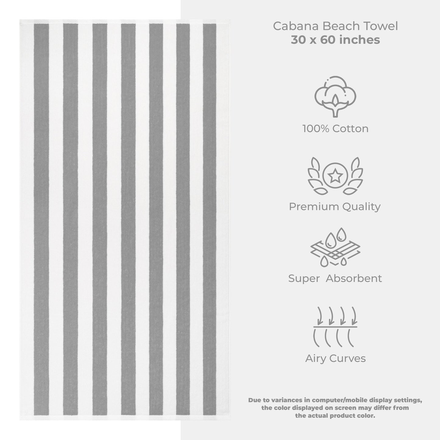 American Soft Linen,100% Cotton 4 Pack Beach Towels, 30 x 60 Cabana Striped Pool Towels