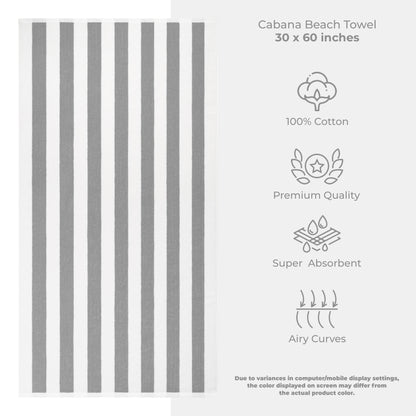 American Soft Linen,100% Cotton 4 Pack Beach Towels, 30 x 60 Cabana Striped Pool Towels