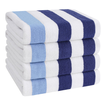 American Soft Linen,100% Cotton 4 Pack Beach Towels, 30 x 60 Cabana Striped Pool Towels