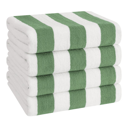 American Soft Linen,100% Cotton 4 Pack Beach Towels, 30 x 60 Cabana Striped Pool Towels