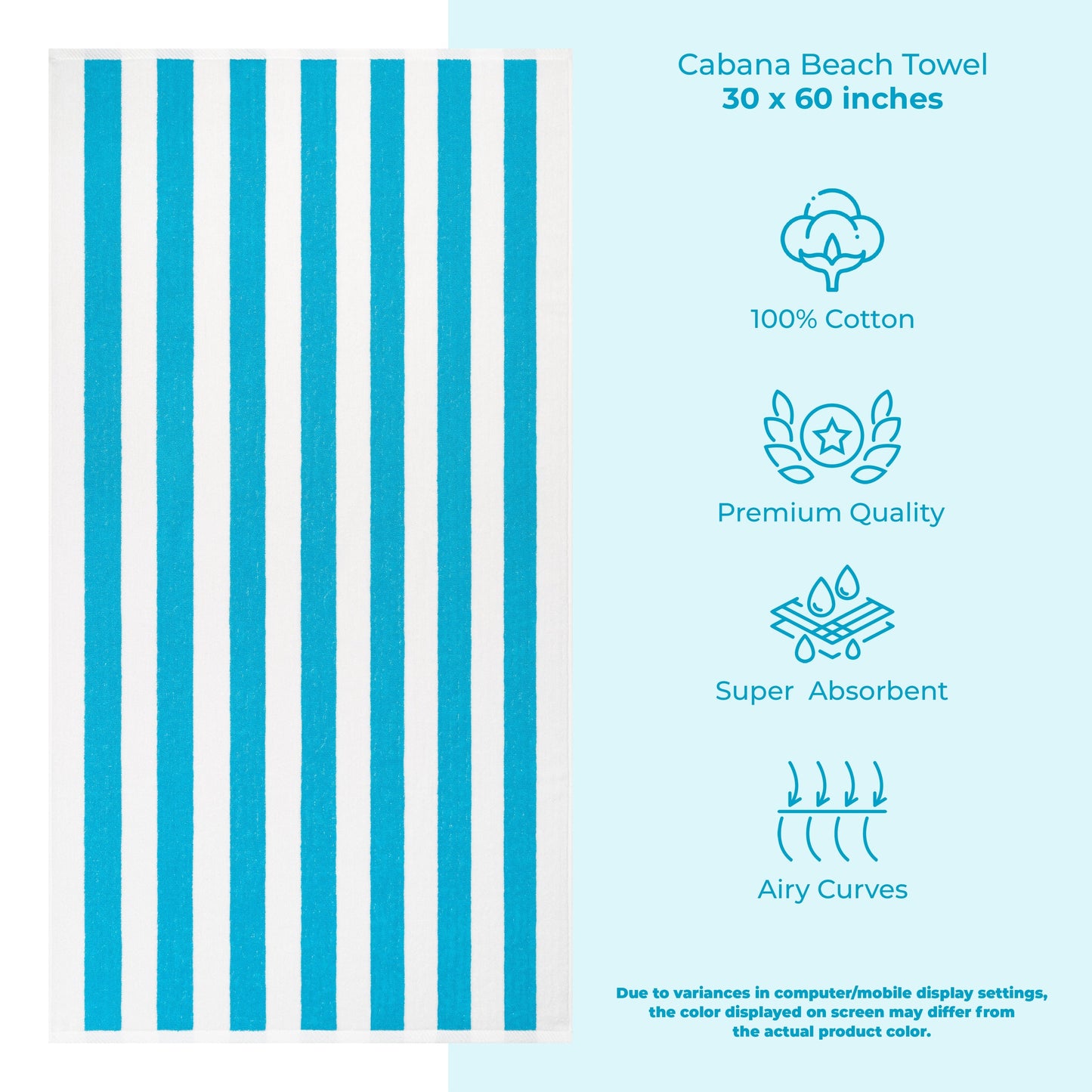 American Soft Linen,100% Cotton 4 Pack Beach Towels, 30 x 60 Cabana Striped Pool Towels