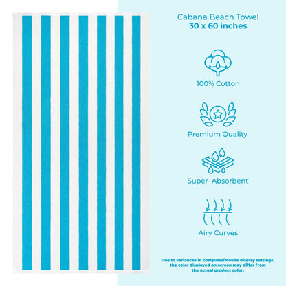 American Soft Linen,100% Cotton 4 Pack Beach Towels, 30 x 60 Cabana Striped Pool Towels