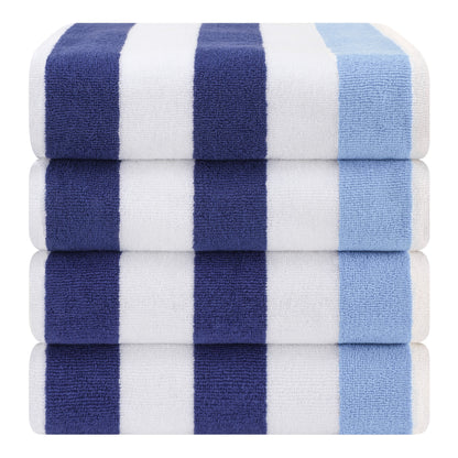 American Soft Linen,100% Cotton 4 Pack Beach Towels, 30 x 60 Cabana Striped Pool Towels
