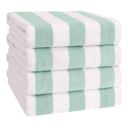 American Soft Linen,100% Cotton 4 Pack Beach Towels, 30 x 60 Cabana Striped Pool Towels