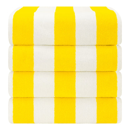 American Soft Linen,100% Cotton 4 Pack Beach Towels, 30 x 60 Cabana Striped Pool Towels