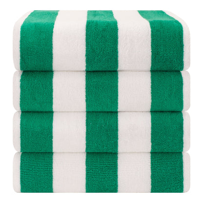 American Soft Linen,100% Cotton 4 Pack Beach Towels, 30 x 60 Cabana Striped Pool Towels