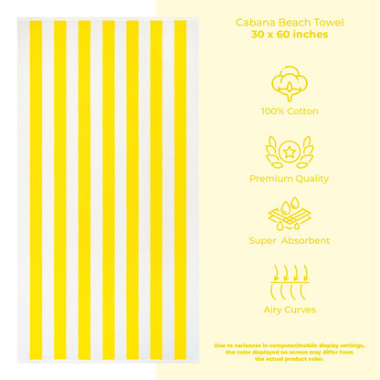 American Soft Linen,100% Cotton 4 Pack Beach Towels, 30 x 60 Cabana Striped Pool Towels
