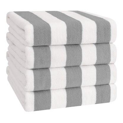 American Soft Linen,100% Cotton 4 Pack Beach Towels, 30 x 60 Cabana Striped Pool Towels