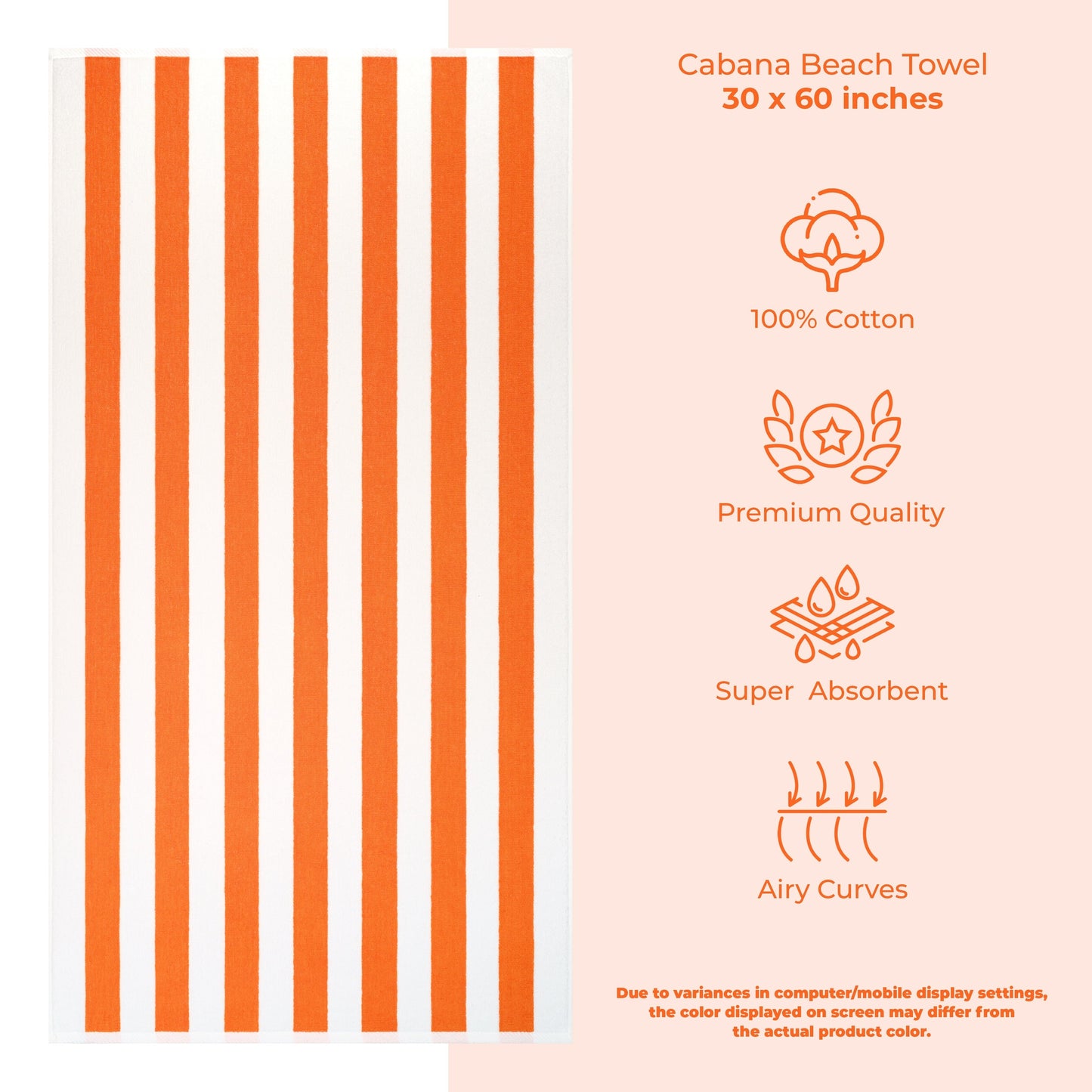 American Soft Linen,100% Cotton 4 Pack Beach Towels, 30 x 60 Cabana Striped Pool Towels