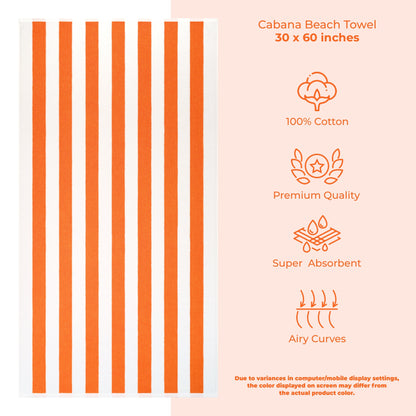 American Soft Linen,100% Cotton 4 Pack Beach Towels, 30 x 60 Cabana Striped Pool Towels