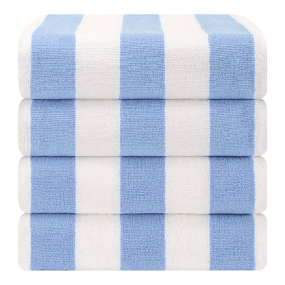 American Soft Linen,100% Cotton 4 Pack Beach Towels, 30 x 60 Cabana Striped Pool Towels