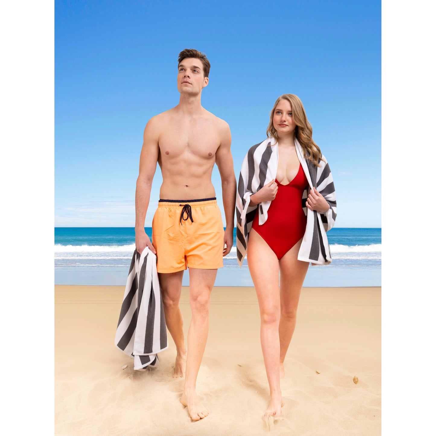 American Soft Linen,100% Cotton 4 Pack Beach Towels, 30 x 60 Cabana Striped Pool Towels