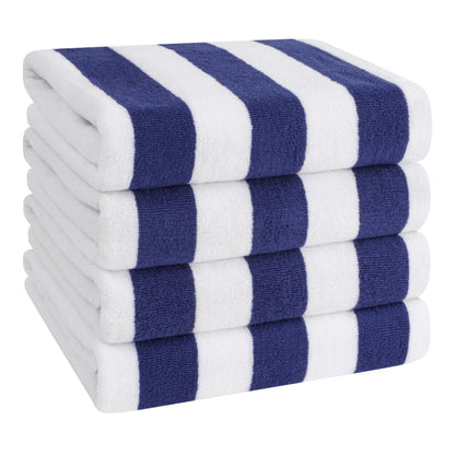 American Soft Linen,100% Cotton 4 Pack Beach Towels, 30 x 60 Cabana Striped Pool Towels