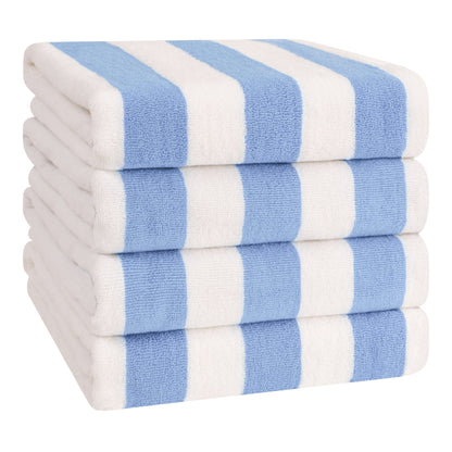American Soft Linen,100% Cotton 4 Pack Beach Towels, 30 x 60 Cabana Striped Pool Towels
