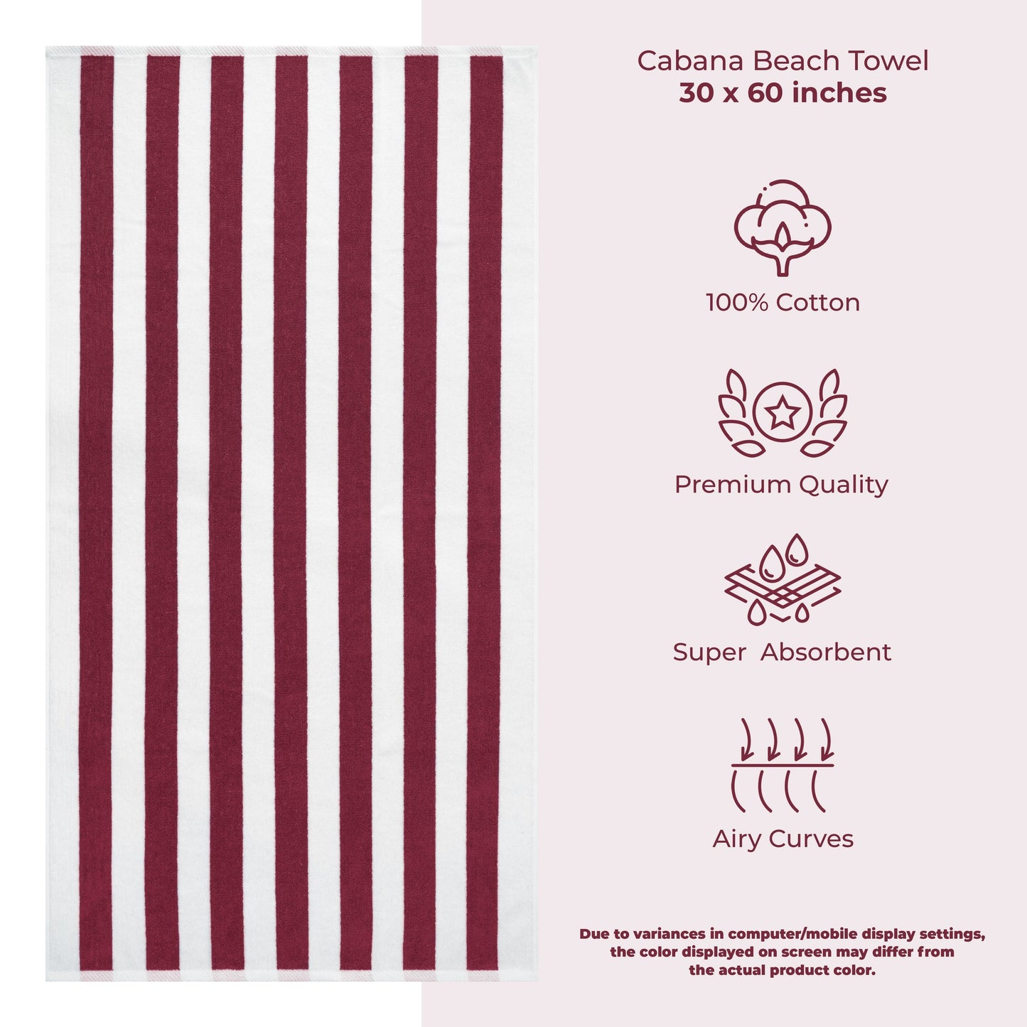 American Soft Linen,100% Cotton 4 Pack Beach Towels, 30 x 60 Cabana Striped Pool Towels