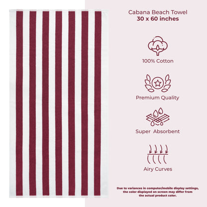 American Soft Linen,100% Cotton 4 Pack Beach Towels, 30 x 60 Cabana Striped Pool Towels