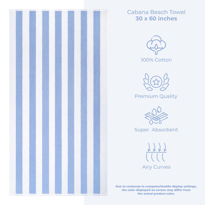 American Soft Linen,100% Cotton 4 Pack Beach Towels, 30 x 60 Cabana Striped Pool Towels