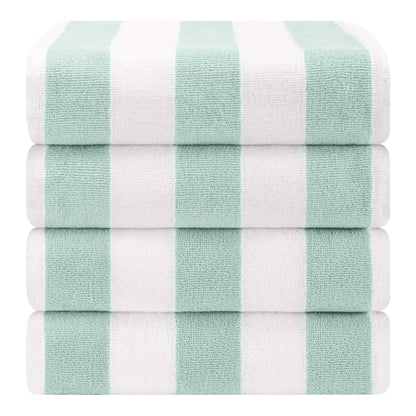 American Soft Linen,100% Cotton 4 Pack Beach Towels, 30 x 60 Cabana Striped Pool Towels
