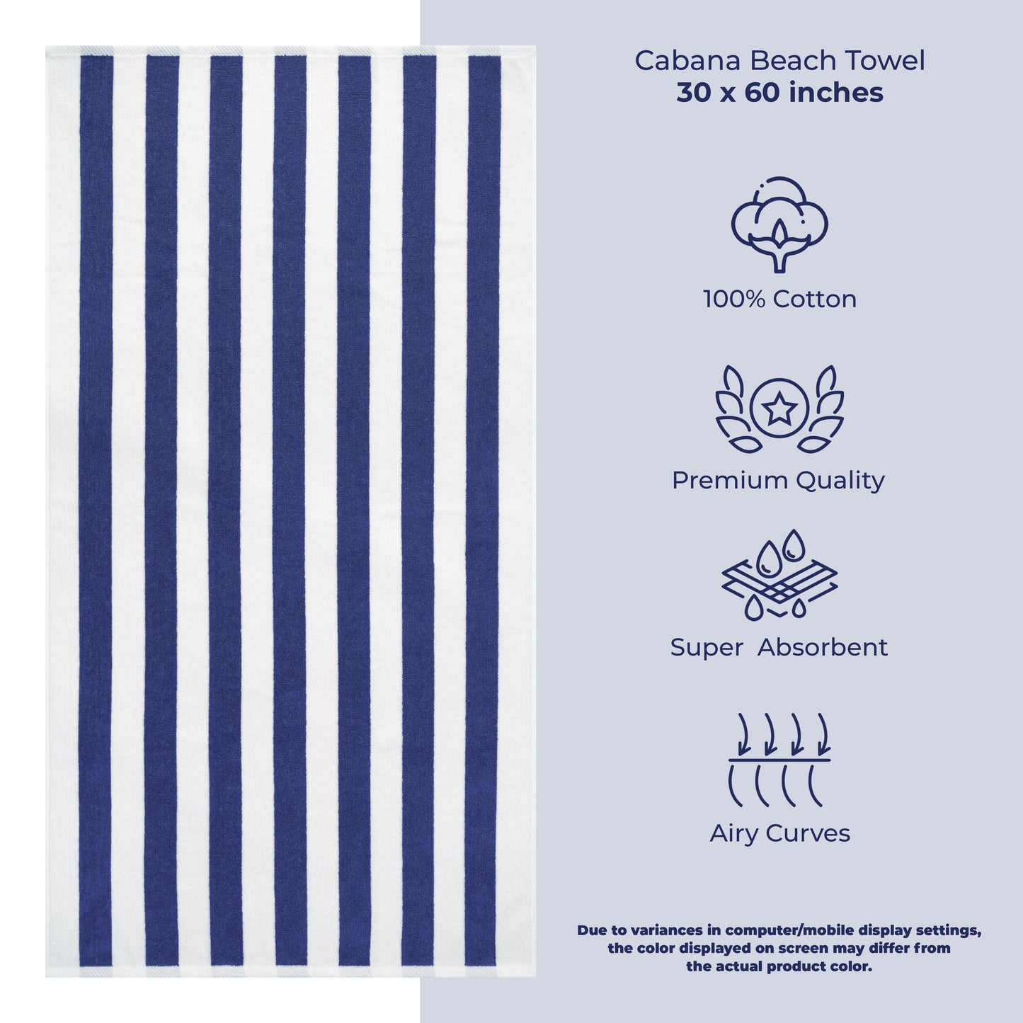 American Soft Linen,100% Cotton 4 Pack Beach Towels, 30 x 60 Cabana Striped Pool Towels