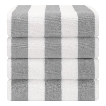 American Soft Linen,100% Cotton 4 Pack Beach Towels, 30 x 60 Cabana Striped Pool Towels