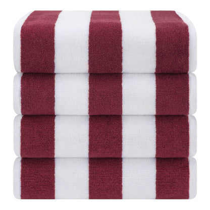 American Soft Linen,100% Cotton 4 Pack Beach Towels, 30 x 60 Cabana Striped Pool Towels