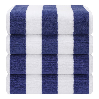 American Soft Linen,100% Cotton 4 Pack Beach Towels, 30 x 60 Cabana Striped Pool Towels
