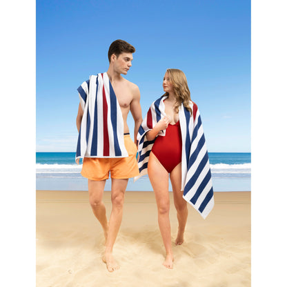 American Soft Linen,100% Cotton 4 Pack Beach Towels, 30 x 60 Cabana Striped Pool Towels