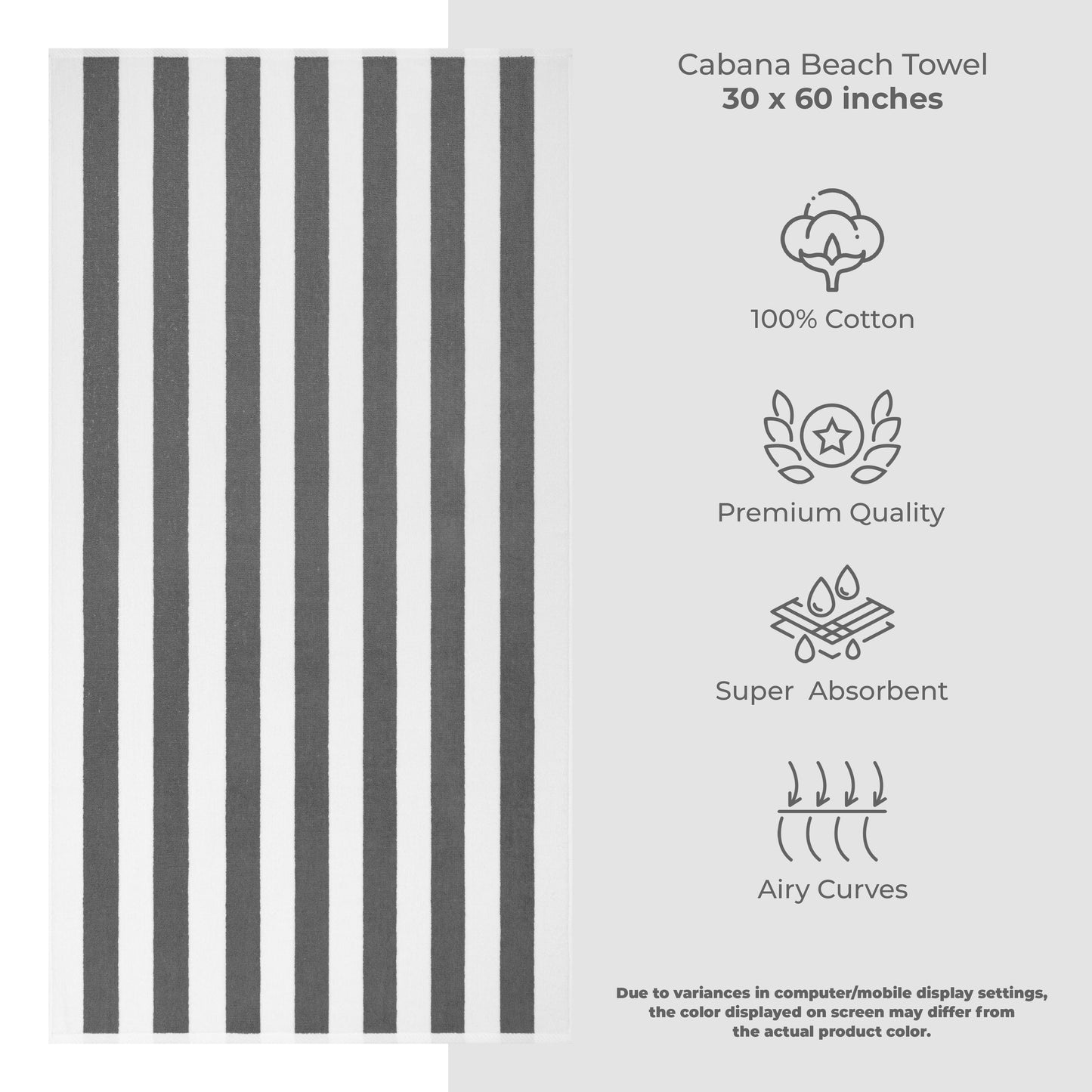 American Soft Linen,100% Cotton 4 Pack Beach Towels, 30 x 60 Cabana Striped Pool Towels